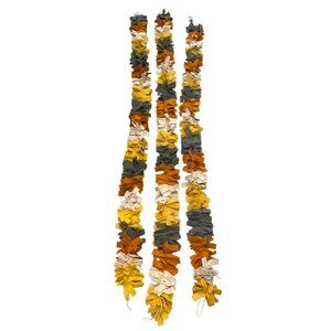 3 Sets of Fall / Autumn Garland Wool Blend Green Orange Yellow Ivory